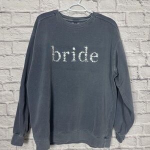 Comfort Colors Bride Embroidered Floral Crewneck Sweatshirt | Size L